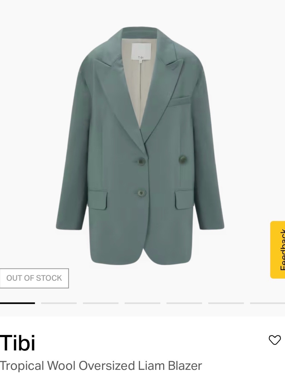 Tibi Tropical Wool Oversized Blazer in Sage